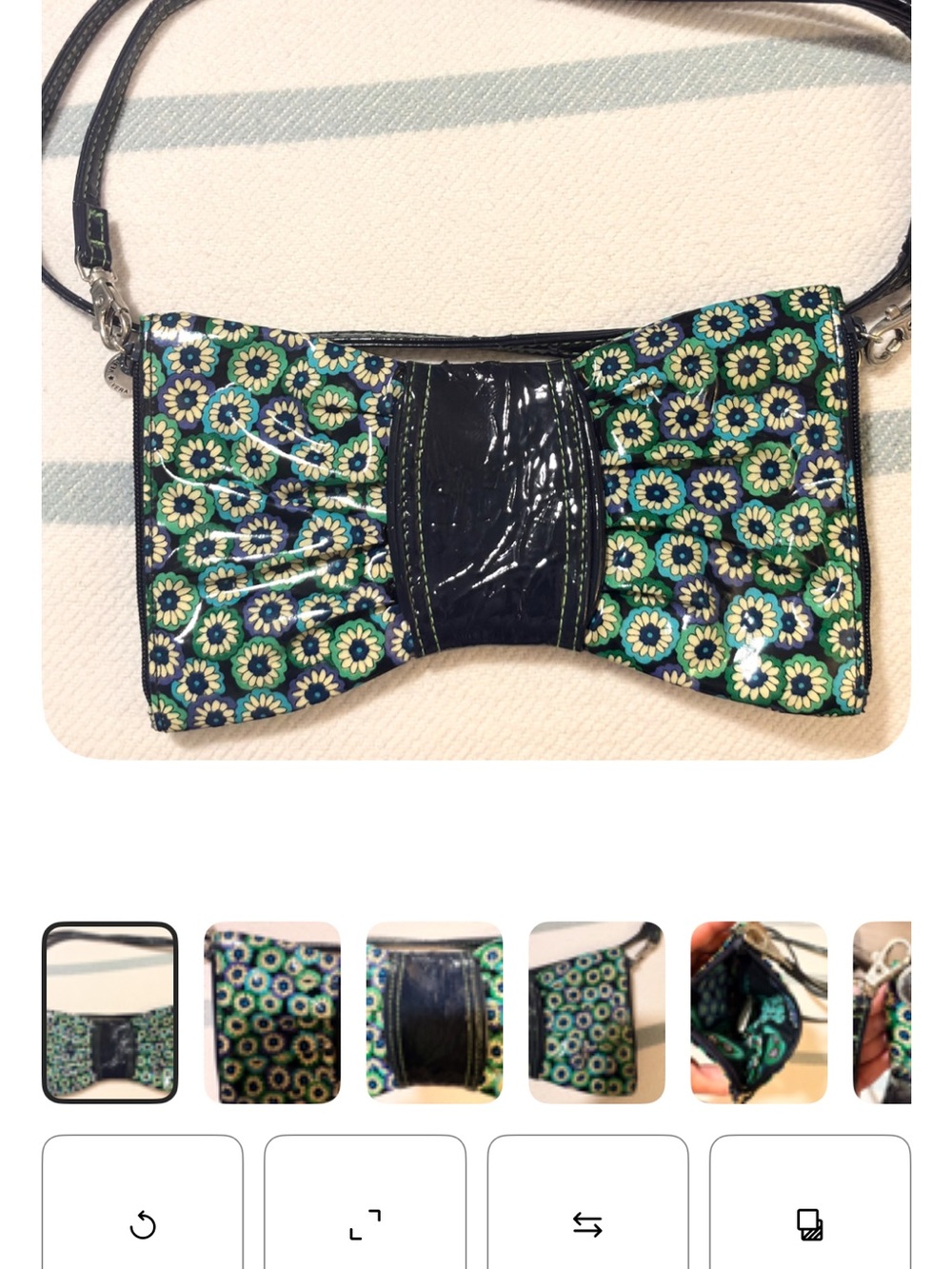 Vintage Vera Bradley crossbody vinyl bow shape, double pocket
